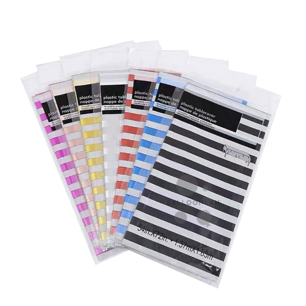 Disposable Striped Metallic Plastic Table Cloth Tablecloth [READY STOCK IN SG]