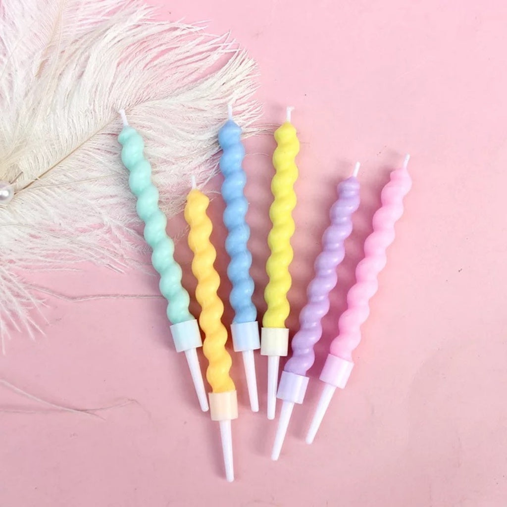 Korean Pastel Spiral Candle Birthday Candles Rainbow [READY STOCK IN SG]