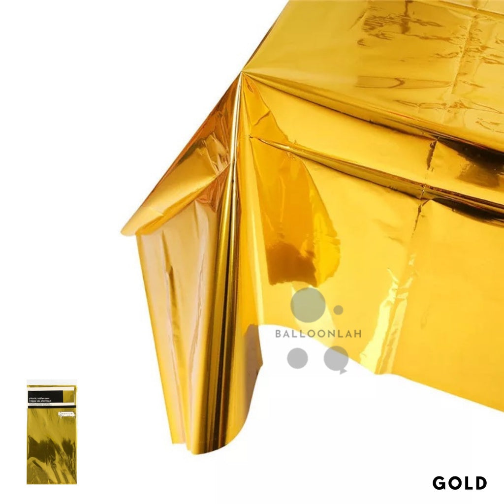 Disposable Metallic Plastic Table Cloth Tablecloth [READY STOCK IN SG]