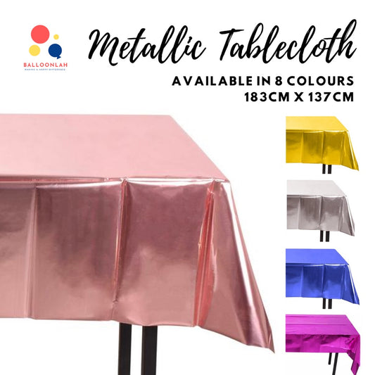 Disposable Metallic Plastic Table Cloth Tablecloth [READY STOCK IN SG]
