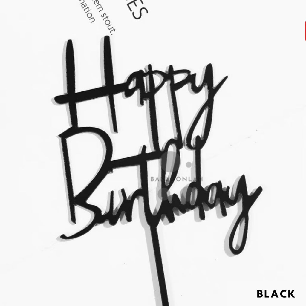 Minimalistic Happy Birthday Cake Topper Classic Acrylic  [READY STOCK IN SG]