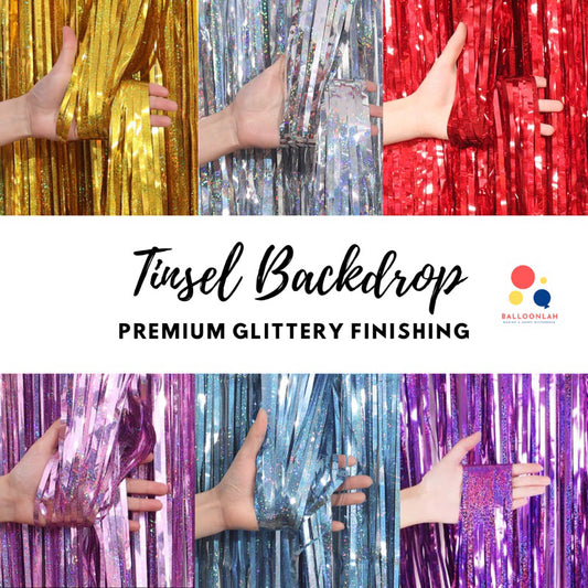 Tinsel Party Backdrop Premium Glittery Finishing [READY STOCK IN SG]