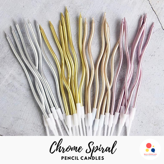Chrome Spiral Birthday Candles Parties Gold Silver Champagne Rose Pink [READY STOCK IN SG]