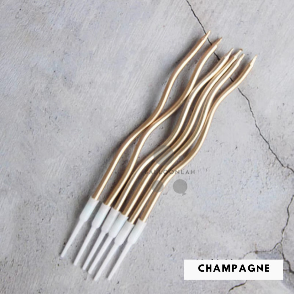 Chrome Spiral Birthday Candles Parties Gold Silver Champagne Rose Pink [READY STOCK IN SG]