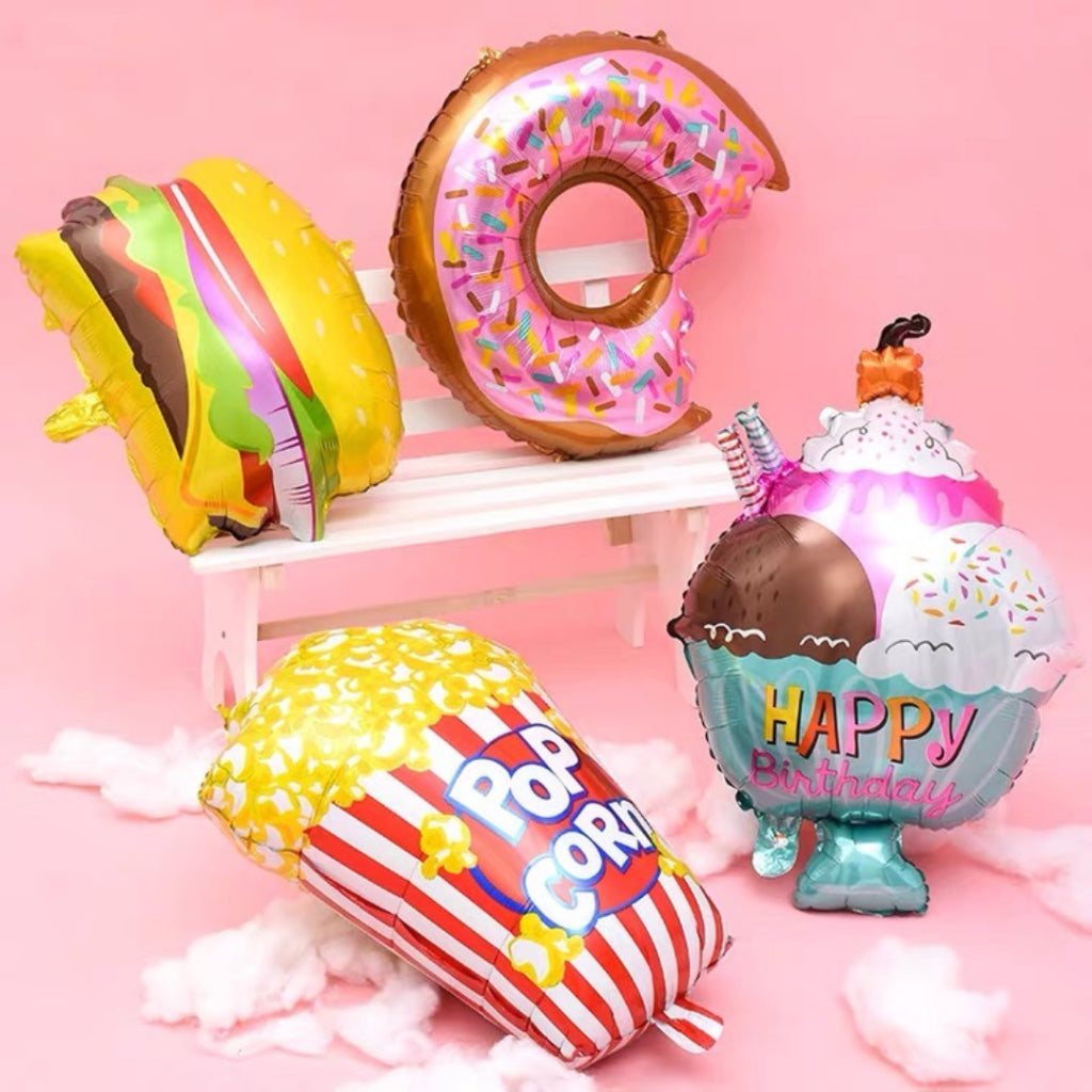 Ice Cream Popsicle Donut Cake Burger Pizza Popcorn Foil Balloon Garland Birthday Decoration [READY STOCK IN SG]