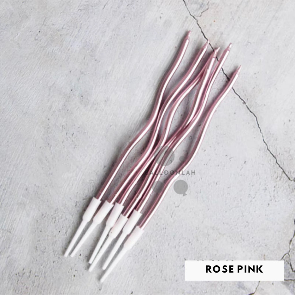 Chrome Spiral Birthday Candles Parties Gold Silver Champagne Rose Pink [READY STOCK IN SG]