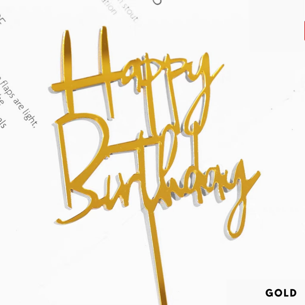 Minimalistic Happy Birthday Cake Topper Classic Acrylic  [READY STOCK IN SG]