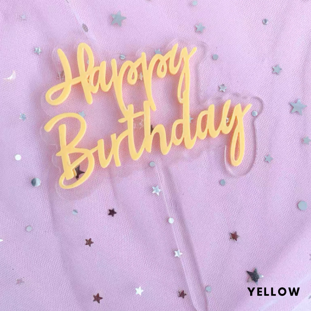Classic Happy Birthday Cake Topper Acrylic [READY STOCK IN SG]