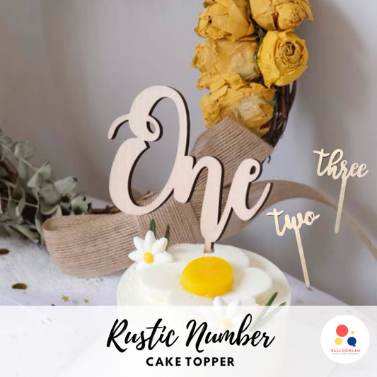 Rustic Number Wooden Cake Topper Birthday [READY STOCK IN SG]