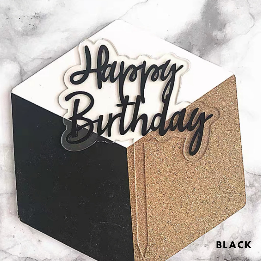 Classic Happy Birthday Cake Topper Acrylic [READY STOCK IN SG]