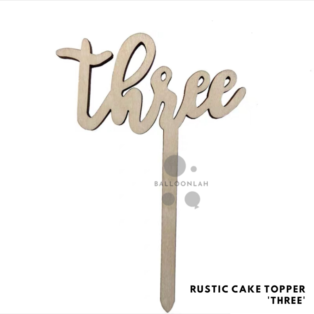 Rustic Number Wooden Cake Topper Birthday [READY STOCK IN SG]