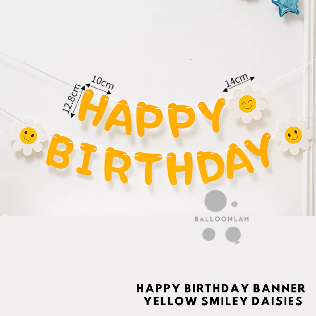 Happy Birthday Party Banner Party Bunting Traffic Construction Daisy Planet Space [READY STOCK IN SG]