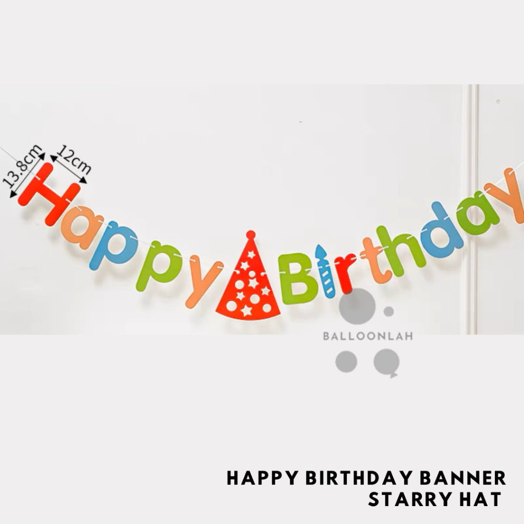 Happy Birthday Party Banner Party Bunting Traffic Construction Daisy Planet Space [READY STOCK IN SG]