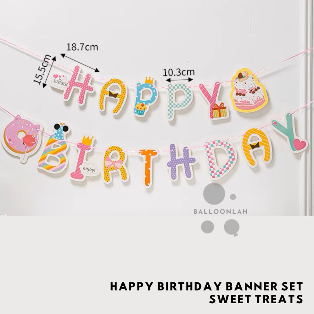 Happy Birthday Party Banner Party Bunting Traffic Construction Daisy Planet Space [READY STOCK IN SG]