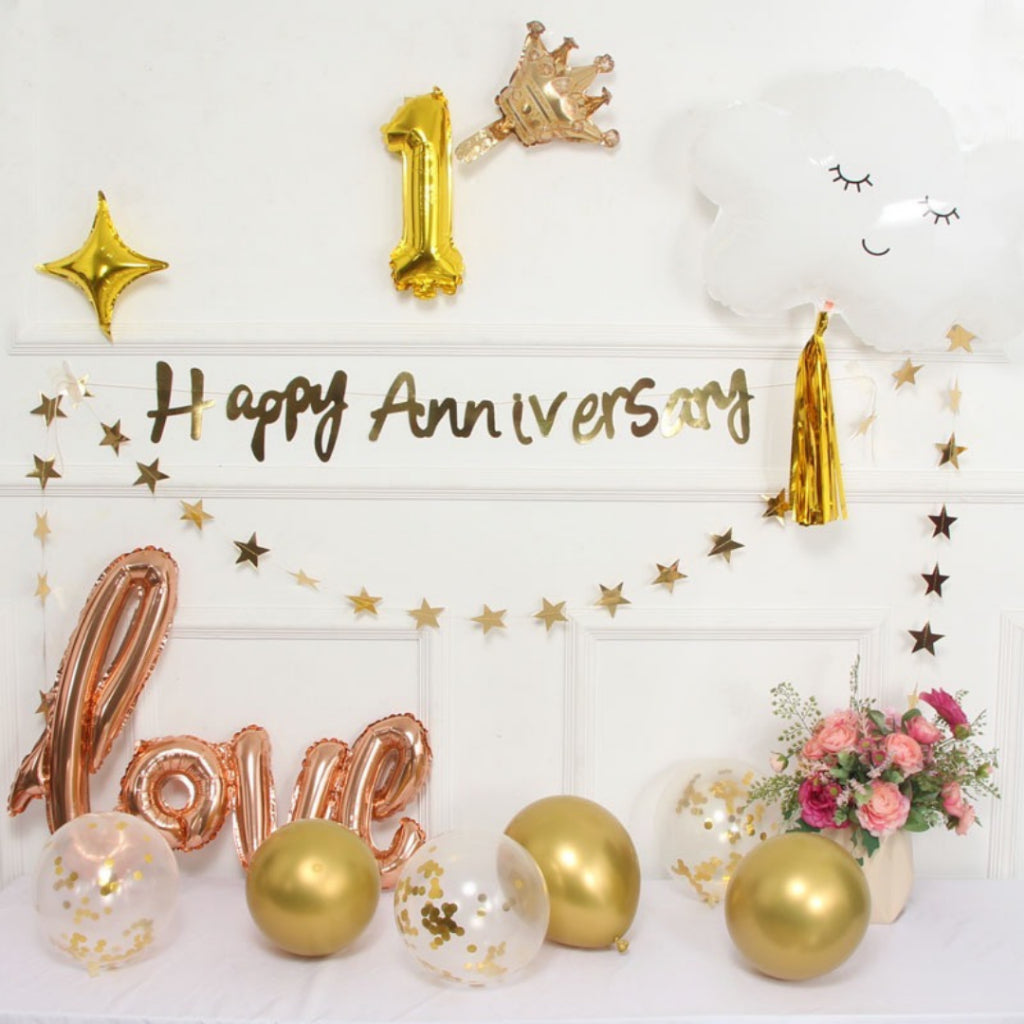 Happy Anniversary Foil Party Banner Party Bunting [READY STOCK IN SG]