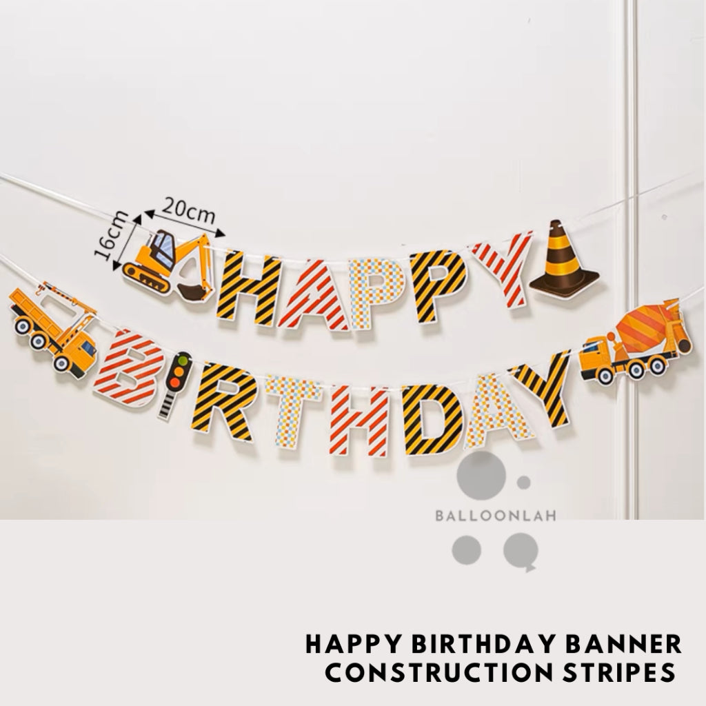 Happy Birthday Party Banner Party Bunting Traffic Construction Daisy Planet Space [READY STOCK IN SG]