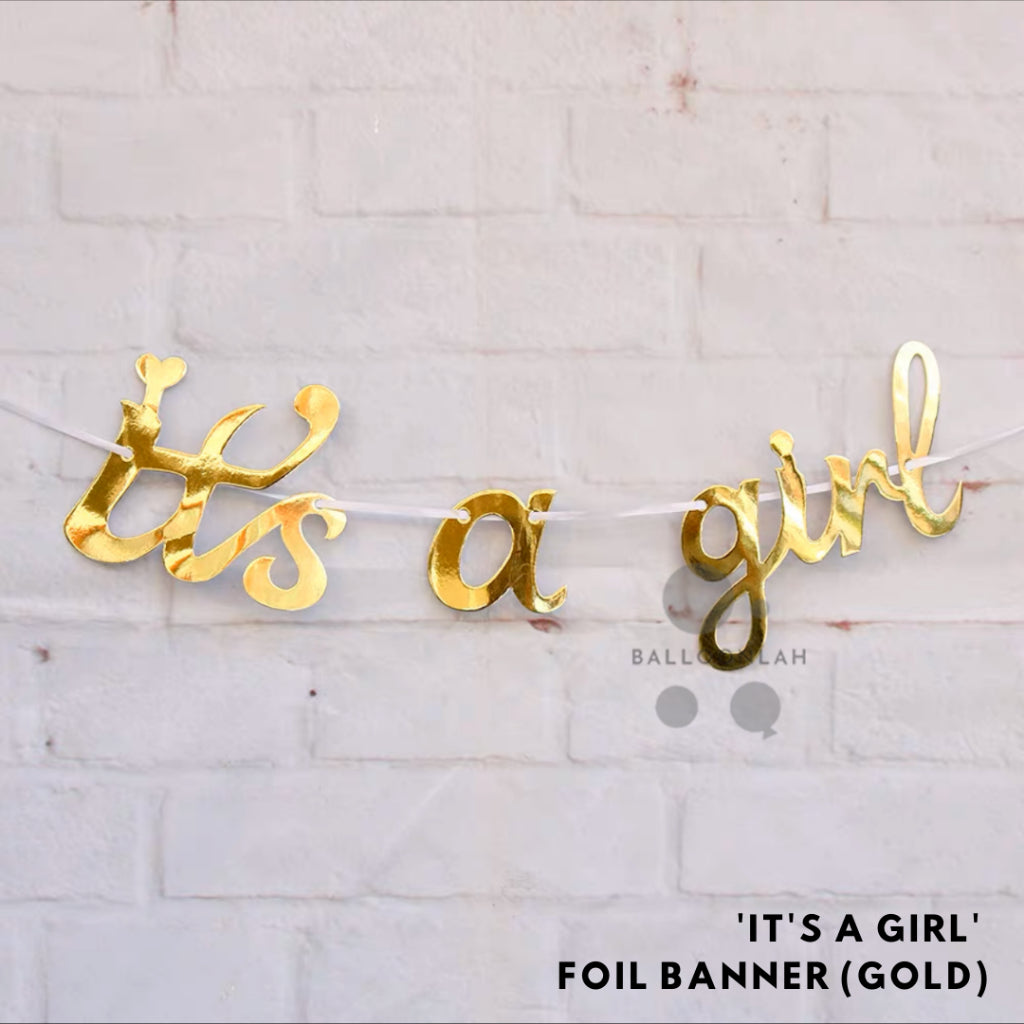 BABY SHOWER Banner Baby Girl Baby Boy Gold Foil Birthday Bunting