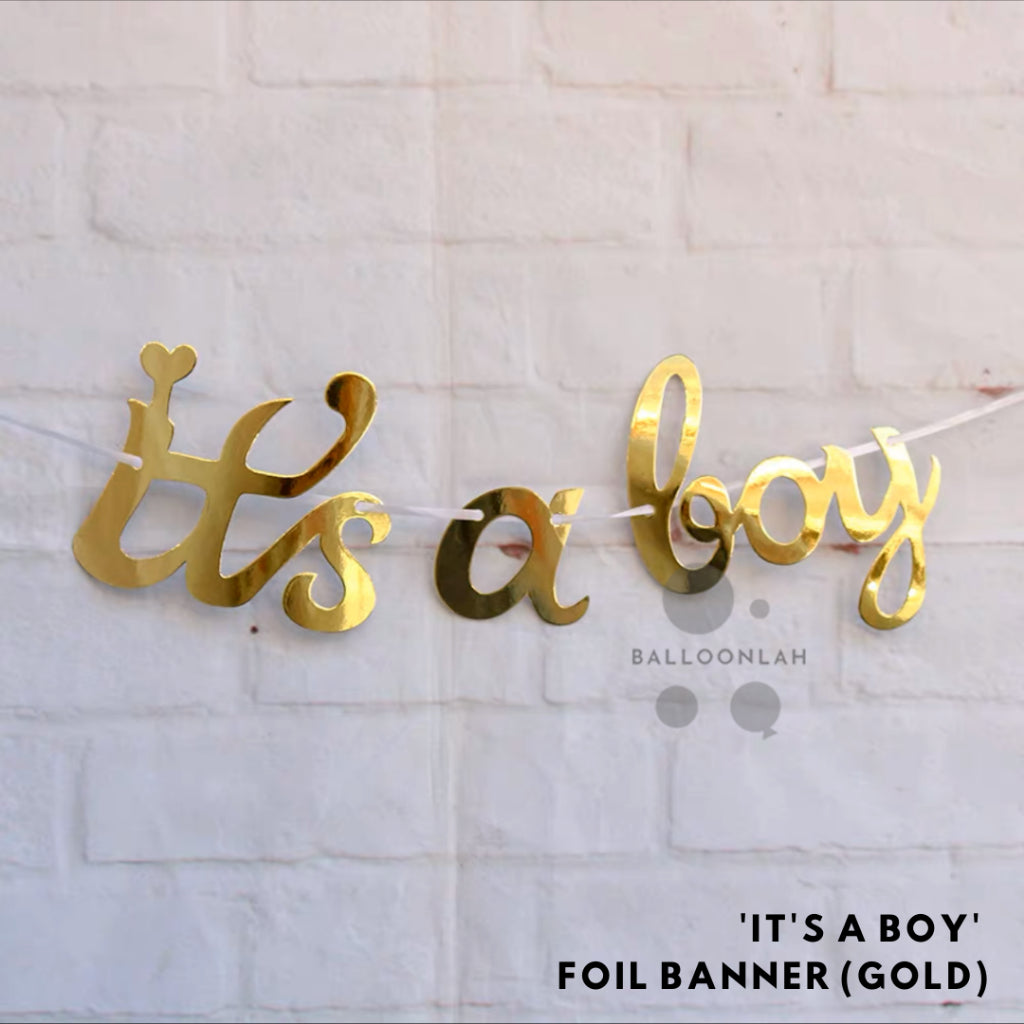 BABY SHOWER Banner Baby Girl Baby Boy Gold Foil Birthday Bunting