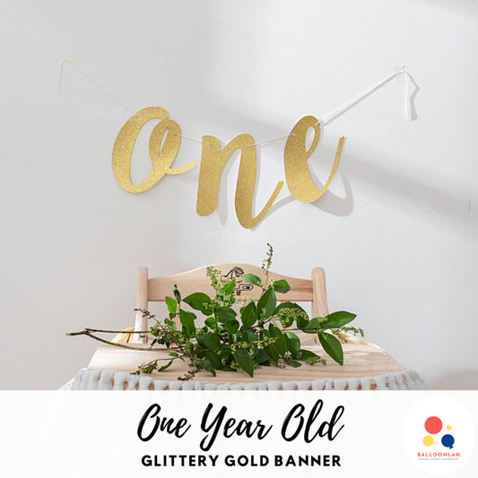 One Year Old Baby Banner Birthday Bunting Minimalistic [READY STOCK IN SG]