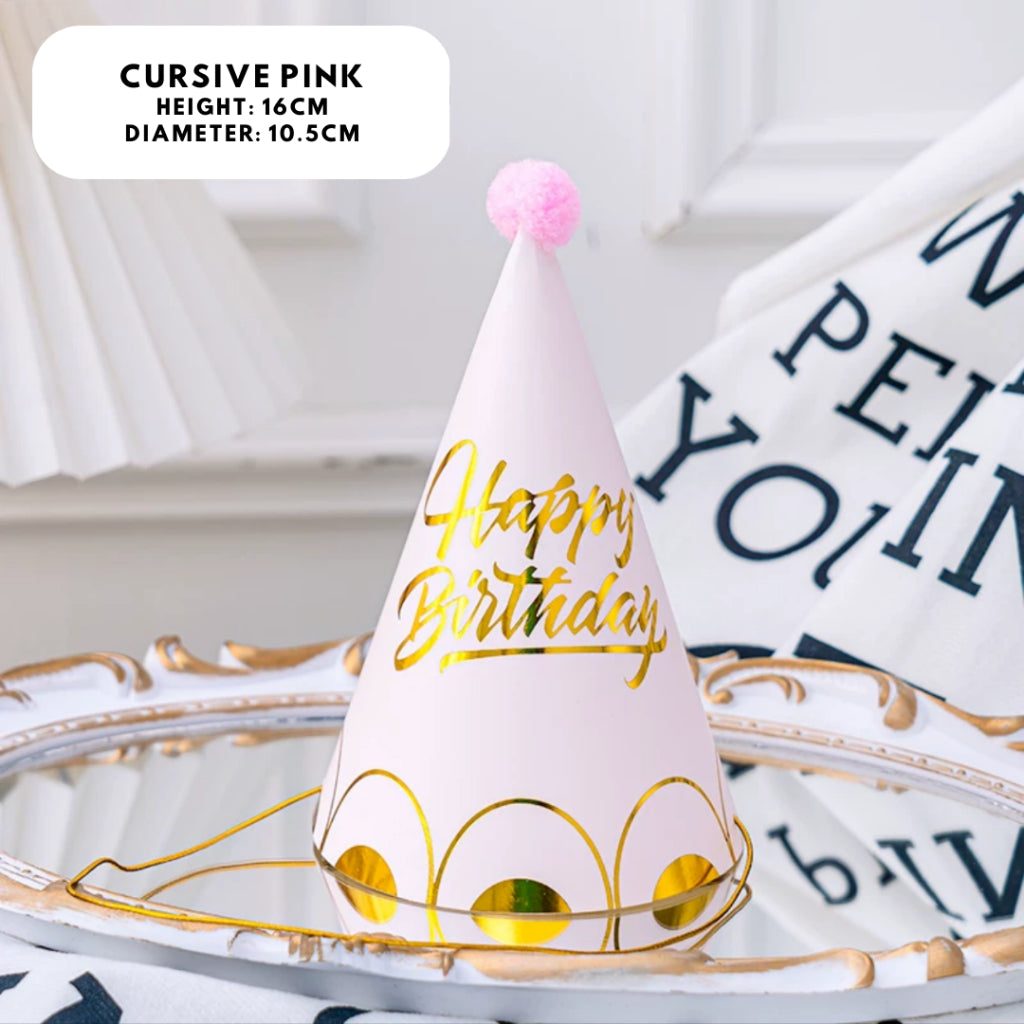 Party Hat Set Birthday Fun Gold Silver White Pink Blue [READY STOCK IN SG]