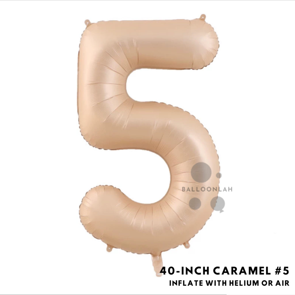 40-inch Cream Caramel Number Foil Balloons INS Helium [READY STOCK IN SG]