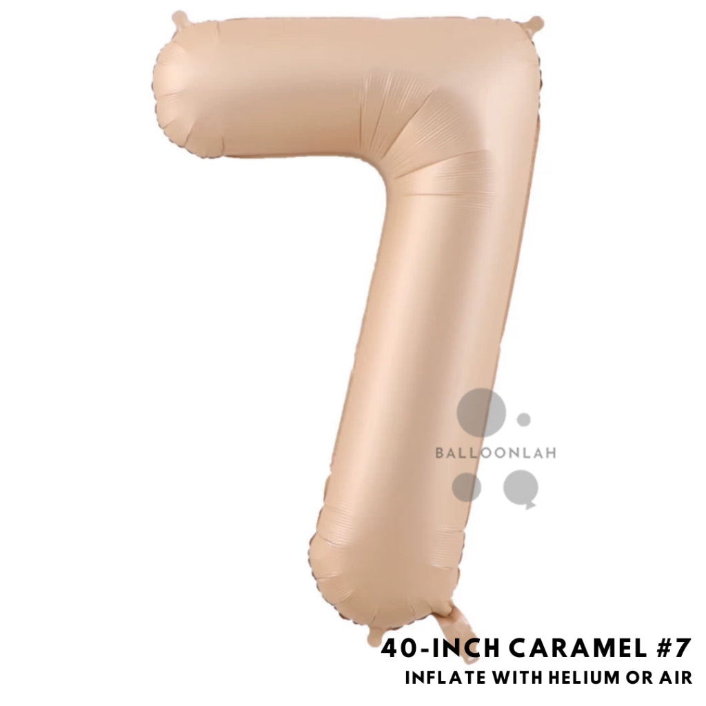 40-inch Cream Caramel Number Foil Balloons INS Helium [READY STOCK IN SG]