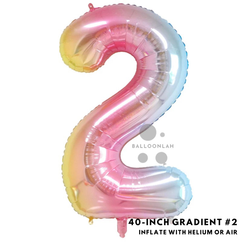 40-inch Gradient Number Foil Balloons Helium [READY STOCK IN SG]