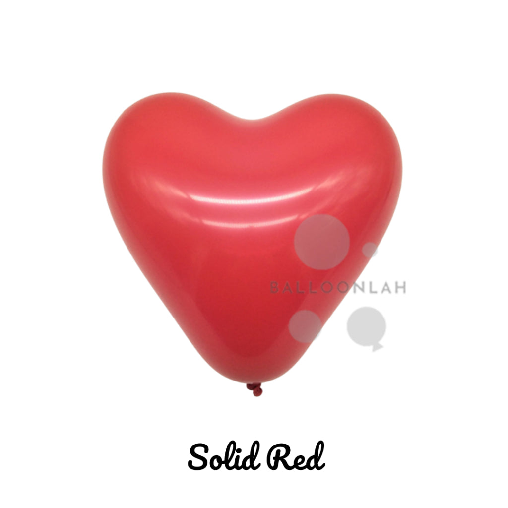 12” Solid Colour Helium Heart Latex Balloons [READY STOCK IN SG]