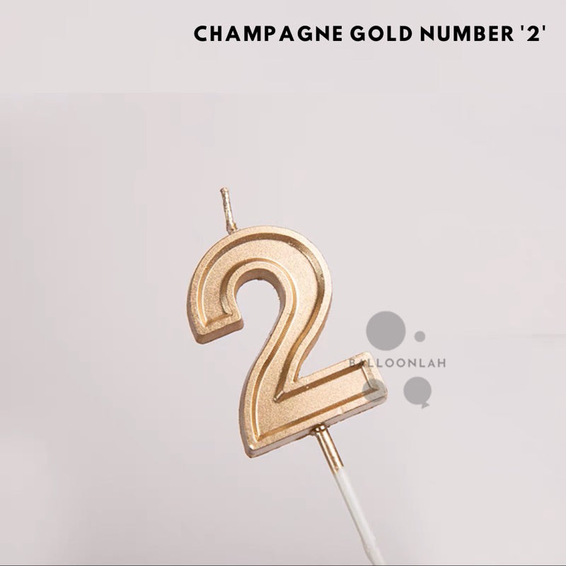 NUMBER Candle Birthday Candles Parties Champagne Gold [READY STOCK IN SG]