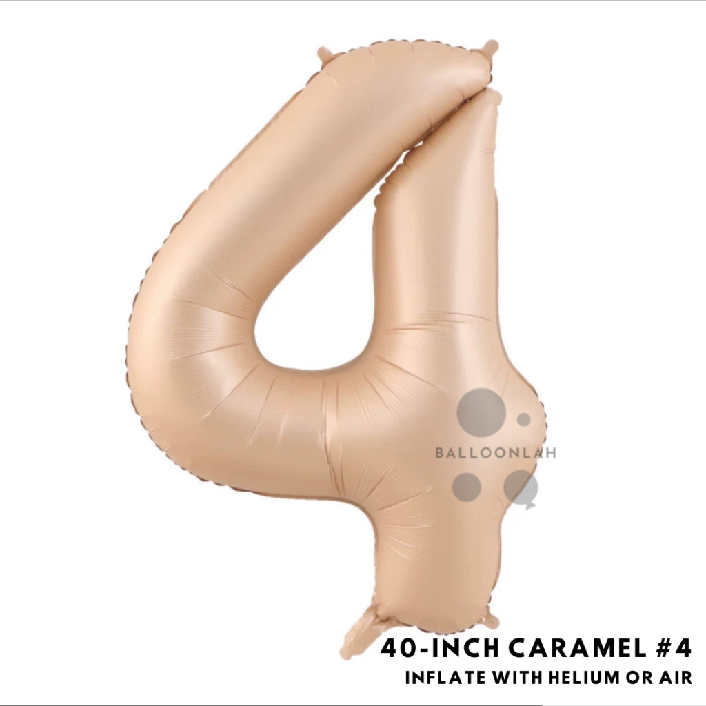 40-inch Cream Caramel Number Foil Balloons INS Helium [READY STOCK IN SG]