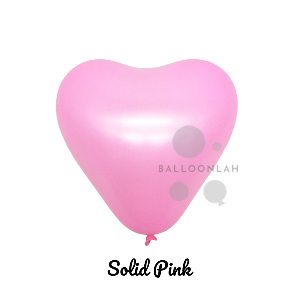 12” Solid Colour Helium Heart Latex Balloons [READY STOCK IN SG]
