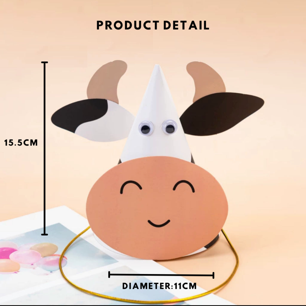 5pcs Farm Animal Party Hat Set Birthday Fun [READY STOCK IN SG]