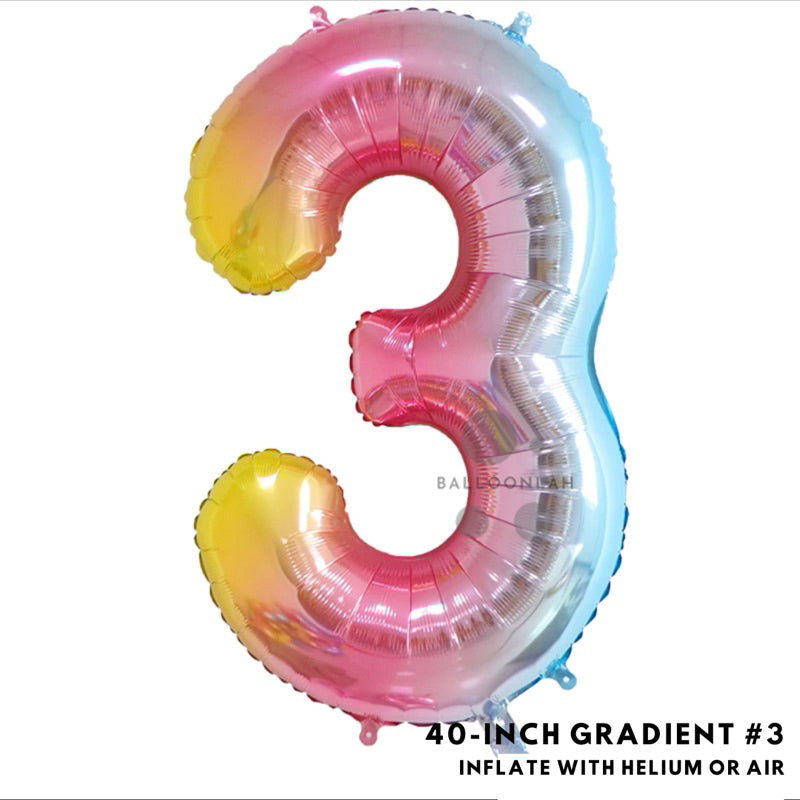 40-inch Gradient Number Foil Balloons Helium [READY STOCK IN SG]
