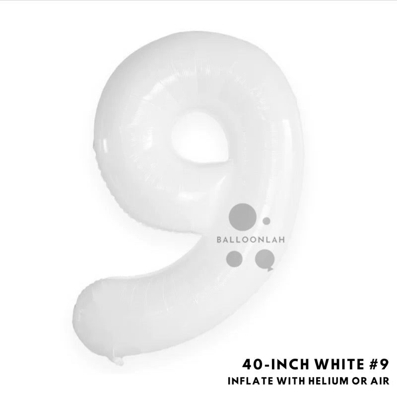 40-inch White Number Foil Balloons Helium [READY STOCK IN SG]