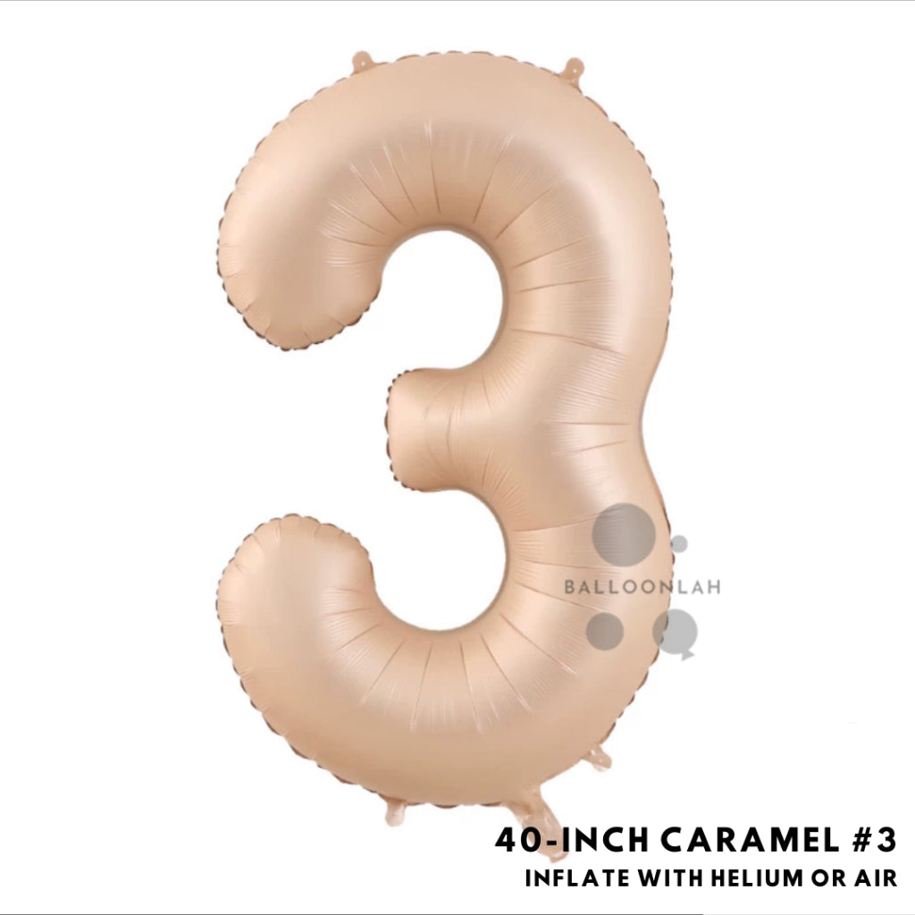 40-inch Cream Caramel Number Foil Balloons INS Helium [READY STOCK IN SG]