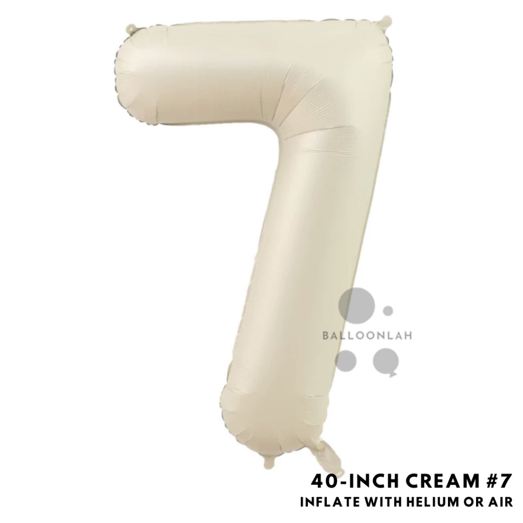 40-inch Cream Caramel Number Foil Balloons INS Helium [READY STOCK IN SG]