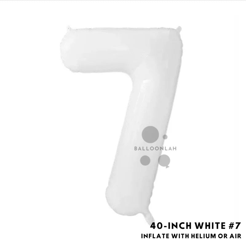 40-inch White Number Foil Balloons Helium [READY STOCK IN SG]