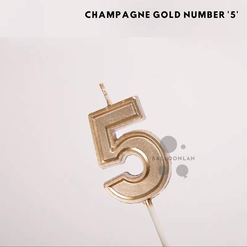 NUMBER Candle Birthday Candles Parties Champagne Gold [READY STOCK IN SG]