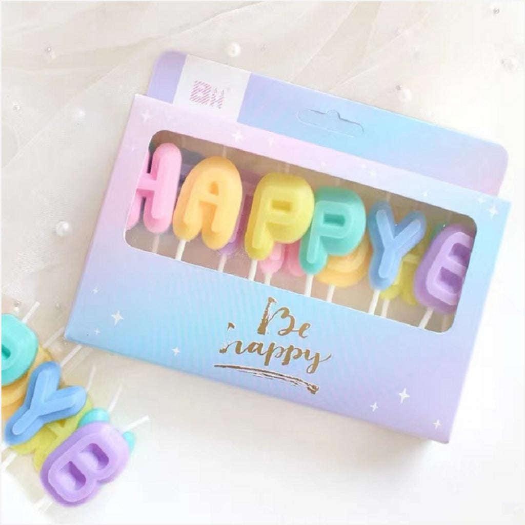Happy Birthday Letter Candles Pastel [READY STOCK IN SG]