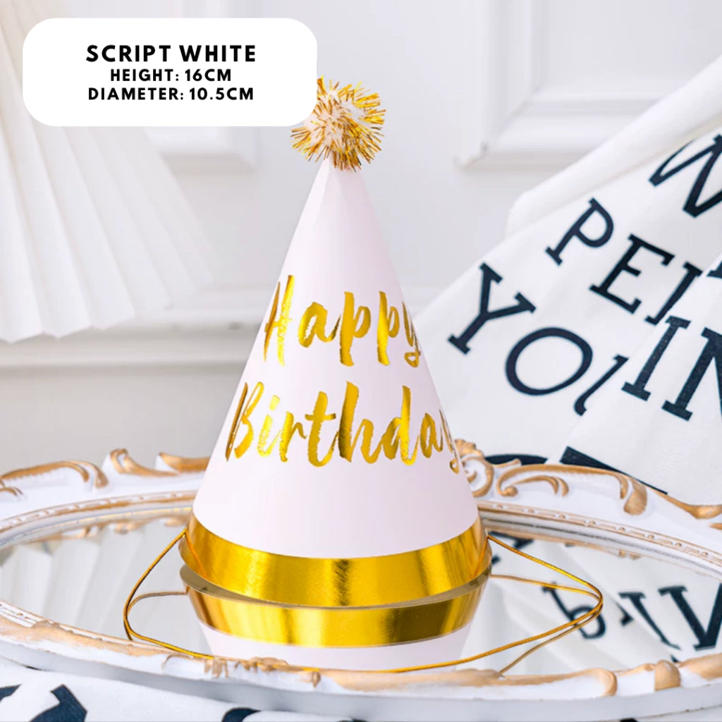 Party Hat Set Birthday Fun Gold Silver White Pink Blue [READY STOCK IN SG]