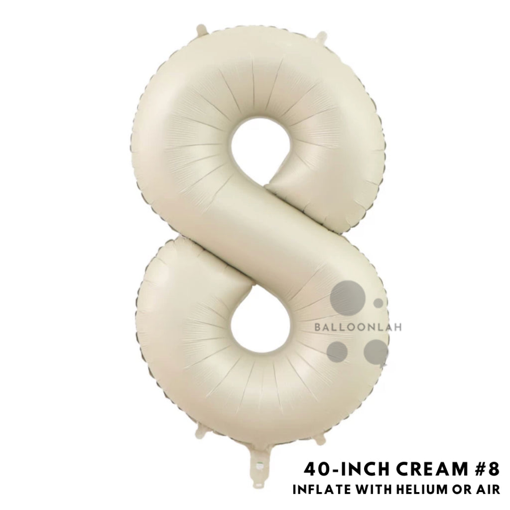 40-inch Cream Caramel Number Foil Balloons INS Helium [READY STOCK IN SG]