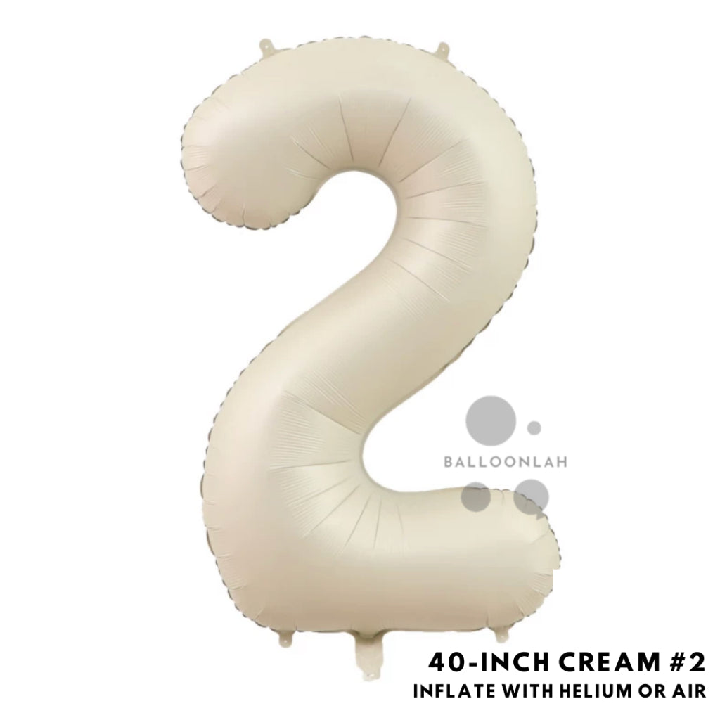 40-inch Cream Caramel Number Foil Balloons INS Helium [READY STOCK IN SG]