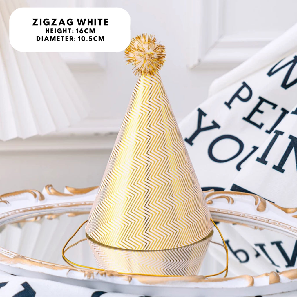 Party Hat Set Birthday Fun Gold Silver White Pink Blue [READY STOCK IN SG]