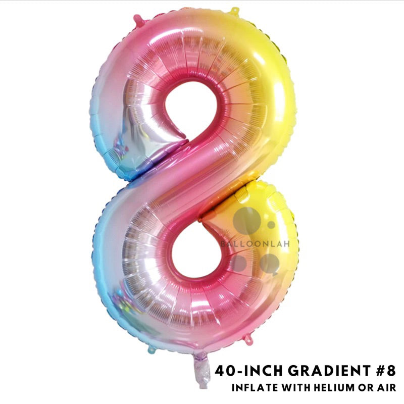 40-inch Gradient Number Foil Balloons Helium [READY STOCK IN SG]