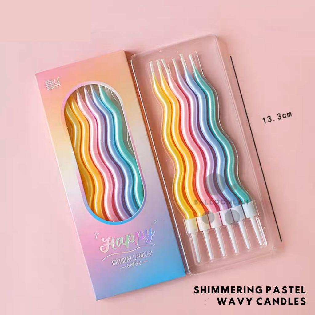 Shimmering Pastel Spiral Candle Birthday Candles Rainbow [READY STOCK IN SG]