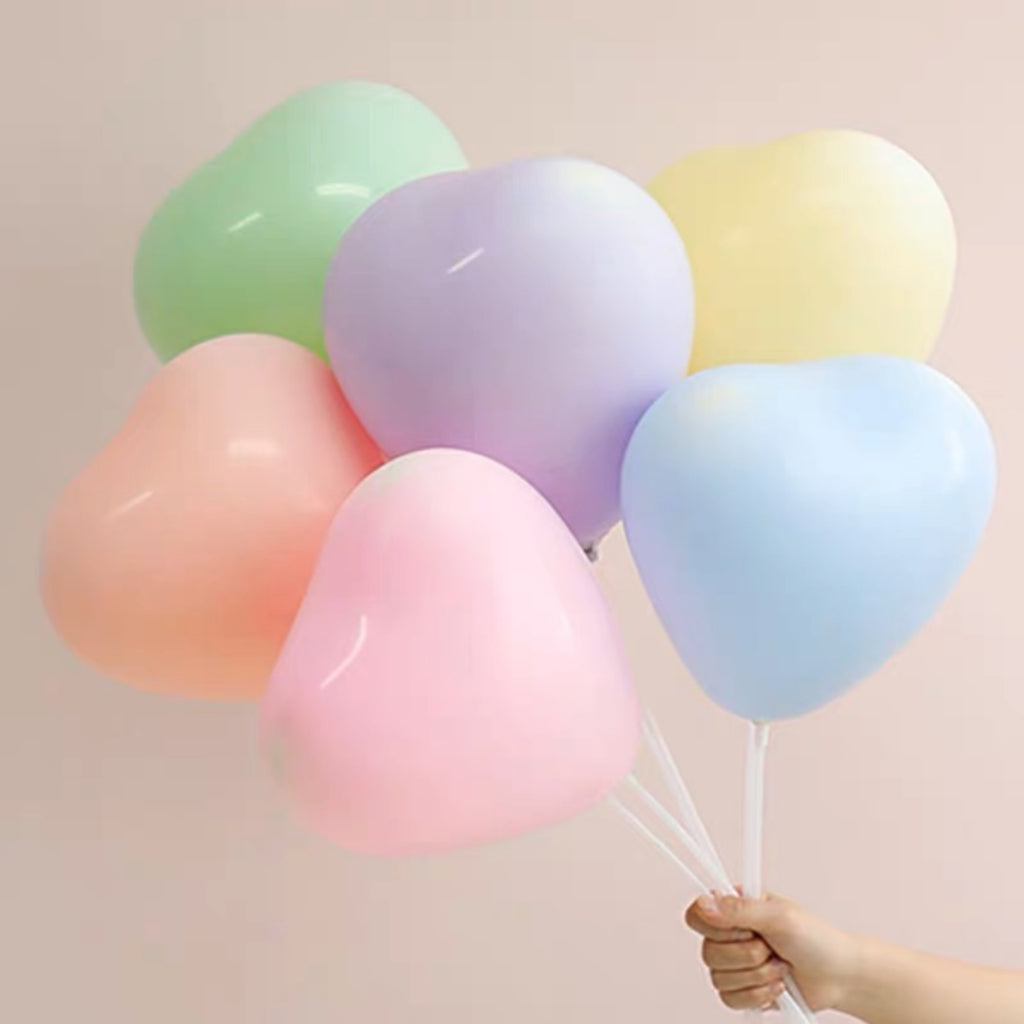 12” Pastel Colour Helium Heart Latex Balloons [READY STOCK IN SG]