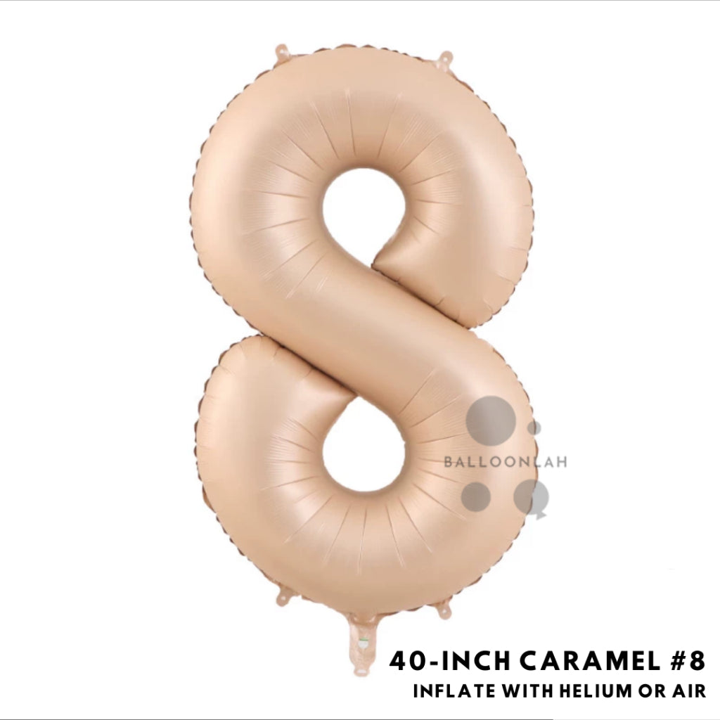 40-inch Cream Caramel Number Foil Balloons INS Helium [READY STOCK IN SG]