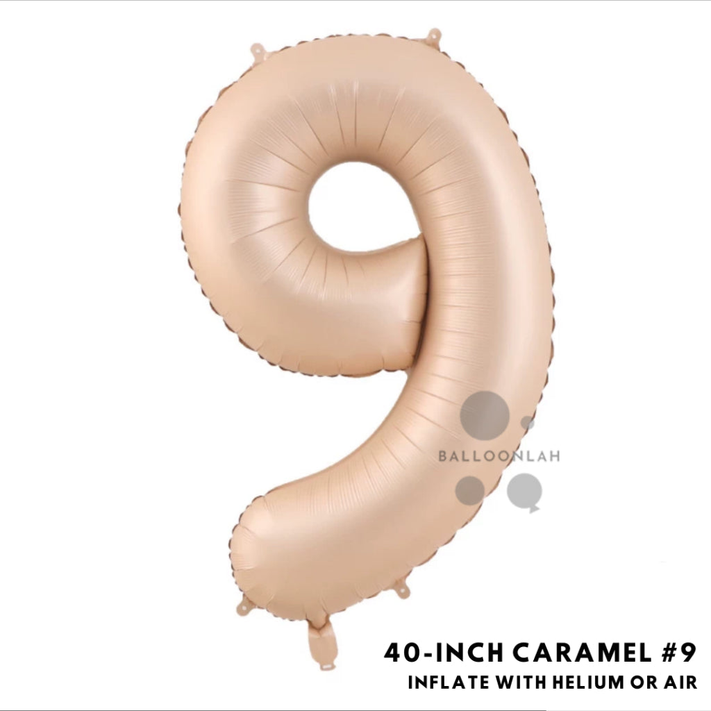 40-inch Cream Caramel Number Foil Balloons INS Helium [READY STOCK IN SG]