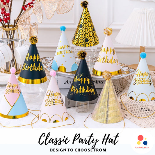 Party Hat Set Birthday Fun Gold Silver White Pink Blue [READY STOCK IN SG]