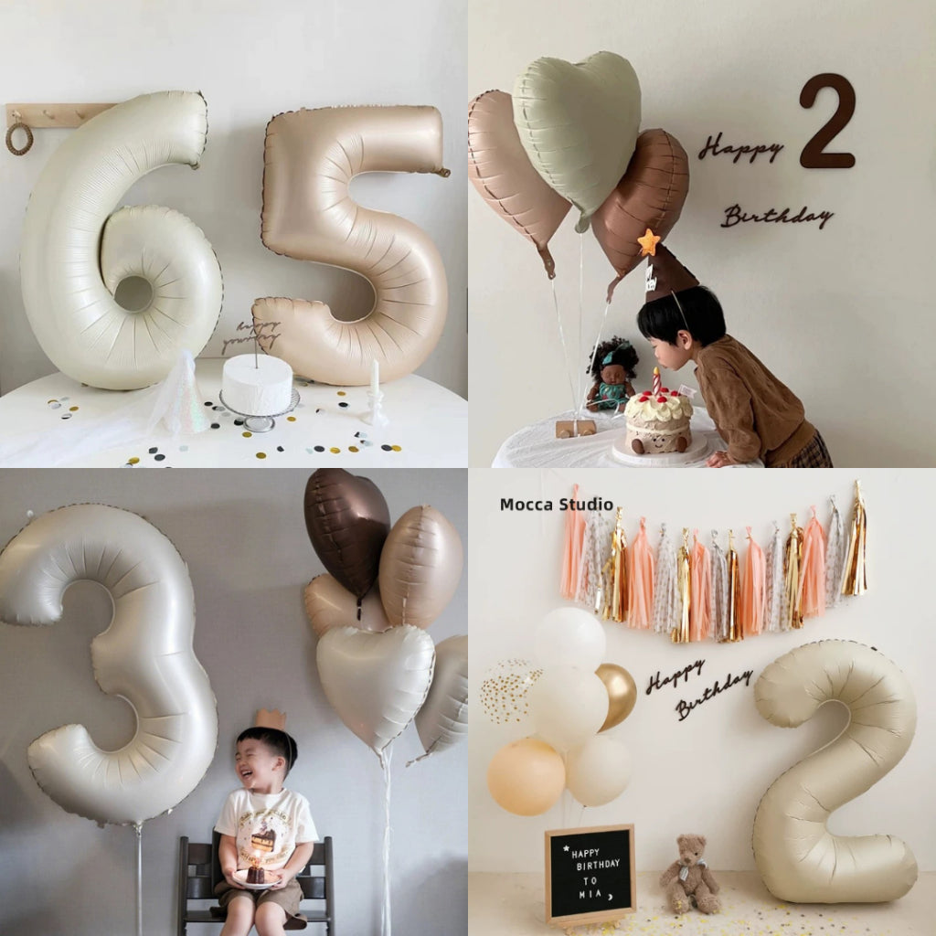 40-inch Cream Caramel Number Foil Balloons INS Helium [READY STOCK IN SG]